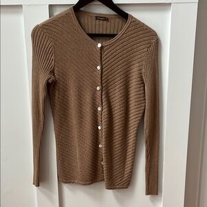 Chic Beige Ribbed Button-Up Cardigan by J. McLaughlin